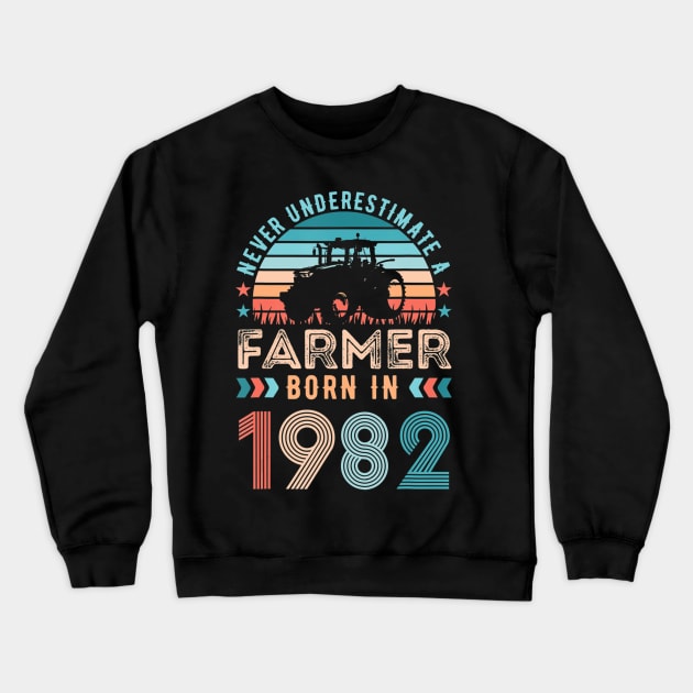 Farmer born in 1982 Farming Gift 40th Birthday Crewneck Sweatshirt by Zak N mccarville